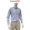Áo sơ mi nam tay dài Owen AR255017DT màu xanh kẻ caro dáng suông regular fit tà lượn có túi chất liệu bamboo poly