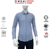 Áo sơ mi nam tay dài Owen AR256046DT màu xanh đậm kẻ caro dáng suông regular fit tà lượn có túi chất liệu Nylon Spandex