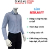 Áo sơ mi nam tay dài Owen AR256046DT màu xanh đậm kẻ caro dáng suông regular fit tà lượn có túi chất liệu Nylon Spandex