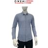 Áo sơ mi nam tay dài Owen AR256046DT màu xanh đậm kẻ caro dáng suông regular fit tà lượn có túi chất liệu Nylon Spandex