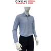 Áo sơ mi nam tay dài Owen AR256046DT màu xanh đậm kẻ caro dáng suông regular fit tà lượn có túi chất liệu Nylon Spandex
