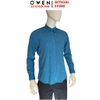 Áo Sơ mi nam tay dài Owen AR250343DT màu xanh đậm dáng suông regular fit tà lượn có túi chất liệu bamboo spandex
