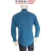 Áo Sơ mi nam tay dài Owen AR250343DT màu xanh đậm dáng suông regular fit tà lượn có túi chất liệu bamboo spandex