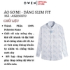 Áo sơ mi nam tay dài Owen AS255037D màu xanh họa tiết chữ dáng ôm slim fit là lượn không túi chất liệu nano