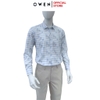 Áo sơ mi nam tay dài Owen AS255037D màu xanh họa tiết chữ dáng ôm slim fit là lượn không túi chất liệu nano