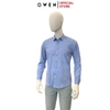 Áo Sơ Mi Nam Tay Dài Owen AR240521D màu xanh dương dáng suông tà lượn không túi chất liệu bambo poly