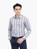 Áo Sơ Mi Nam Tay Dài Aristino ALS35101 Màu Trắng Xám Kẻ Dáng Slim Fit Không Túi Vải Sợi Tre