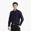 Áo Sơ Mi Nam Dài Tay Aristino ALS39502 Dáng Slim Fit Không Túi Màu Xanh Tím Than In Vải Sợi Sồi