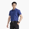 Áo Sơ Mi Nam Ngắn Tay Aristino ASS315S2 Dáng Perfect Fit Tà Bằng Có Túi Màu Xanh Kẻ Trắng Vải Sợi Sồi