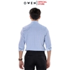 Áo sơ mi nam tay dài Owen AR230518DT màu xám đá kẻ caro dáng suông regular fit tà lượn có túi chất liệu nylon spandex