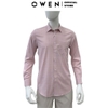 Áo sơ mi nam tay dài Owen AR255027DT màu hồng kẻ caro dáng suông regular fit tà lượn có túi chất liệu bamboo spandex