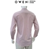 Áo sơ mi nam tay dài Owen AR255027DT màu hồng kẻ caro dáng suông regular fit tà lượn có túi chất liệu bamboo spandex