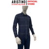 Áo Sơ Mi Nam Dài Tay Aristino ALS1030S1 màu xanh tím than dệt jacquard