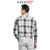 Áo Sơ Mi Nam Tay Dài Owen AJ240722DT màu xám kẻ caro Dáng J - form suông rộng tà lượn có túi ngực Chất liệu CVC dày dặn
