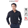 Áo Sơ Mi Nam Tay Dài Owen AR220220DT (AR230338DT) màu đen trơn dáng regular fit tà lượn có túi vải Nano