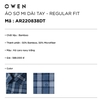 Áo Sơ Mi Nam Tay Dài Owen AR220838DT Kẻ caro navy trắng Dáng Regular Fit Tà Lượn Có Túi Vải Sợi Tre