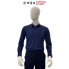 Áo Sơ Mi Nam Tay Dài Owen AR240721DT màu xanh tím than họa tiết tam giác nhí dáng suông regular fit tà lượn có túi chất liệu Spandex