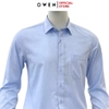 Áo sơ mi nam tay dài Owen AR250361DT màu xanh kẻ sọc dáng suông regular fit tà lượn có túi chất liệu bamboo poly