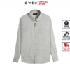 Áo sơ mi nam tay dài Owen AR250363DT màu xám nhạt kẻ caro dáng suông regular fit tà lượn có túi chất liệu bamboo spandex