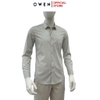 Áo sơ mi nam tay dài Owen AR250363DT màu xám nhạt kẻ caro dáng suông regular fit tà lượn có túi chất liệu bamboo spandex