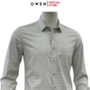 Áo sơ mi nam tay dài Owen AR250363DT màu xám nhạt kẻ caro dáng suông regular fit tà lượn có túi chất liệu bamboo spandex