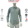 Áo sơ mi nam tay dài Owen AR255023DT màu xanh bạc hà dáng suông regular fit tà lượn có túi chất liệu bamboo