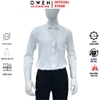 Áo sơ mi trắng nam tay dài Owen AR255035DT màu trắng dệt caro chìm dáng suông regualr fit tà lượn có túi chất liệu Nano