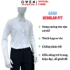 Áo sơ mi trắng nam tay dài Owen AR255035DT màu trắng dệt caro chìm dáng suông regualr fit tà lượn có túi chất liệu Nano
