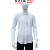 Áo sơ mi trắng nam tay dài Owen AR255035DT màu trắng dệt caro chìm dáng suông regualr fit tà lượn có túi chất liệu Nano