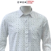 Áo sơ mi nam tay dài Owen AR255038DT màu trắng họa tiết chấm bi dáng suông regular fit tà lượn có túi chất liệu nano