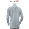 Áo sơ mi nam tay dài Owen AR255038DT màu trắng họa tiết chấm bi dáng suông regular fit tà lượn có túi chất liệu nano