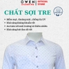 Áo sơ mi nam tay dài Owen AR260022DT màu trắng in họa tiết dáng suông regular fit tà lượn có túi chất liệu Bamboo polyester