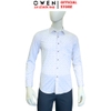 Áo sơ mi nam tay dài Owen AR260022DT màu trắng in họa tiết dáng suông regular fit tà lượn có túi chất liệu Bamboo polyester
