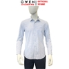 Áo sơ mi nam tay dài Owen AR263001DT màu xanh nhạt dáng suông regular fit tà lượn có túi chất liệu nylon spandex