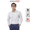 Áo Sơ Mi Nam Tay Dài Owen AS230111D màu dobby trắng dáng slim fit tà lượn không túi vải café