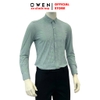 Áo Sơ Mi Nam Tay Dài Owen AS230520D màu kẻ caro xanh lá dáng slim fit tà lượn không túi chất liệu knit