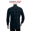 Áo Sơ Mi Nam Tay Dài Owen AS230702D màu kẻ caro đen xám dáng slim fit tà lượn không túi chất liệu sợi tre