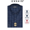 Áo Sơ Mi Nam Tay Dài Owen AS23386D Màu Xanh Navy Caro Trắng Đen Dáng Slim Fit Không Túi Chất Liệu Sợi Tre