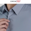 Áo sơ mi nam tay dài Owen AS250012D màu xanh xám dáng ôm slim fit tà lượn không túi chất liệu Modal