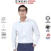 Áo sơ mi trắng nam tay dài Owen AS250302D Màu trắng trơn dáng ôm slim fit tà lượn không túi chất liệu Nano