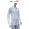 Áo sơ mi trắng nam tay dài Owen AS255200D màu trắng trơn dáng ôm slim fit tà lượn không túi chất liệu sợi sồi