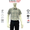Áo sơ mi nam tay ngắn Owen AB260098NT màu xám xanh kẻ caro dáng suông body fit tà bằng có túi chất liệu Bamboo polyester