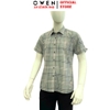 Áo sơ mi nam tay ngắn Owen AB260098NT màu xám xanh kẻ caro dáng suông body fit tà bằng có túi chất liệu Bamboo polyester