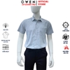 Áo sơ mi nam tay ngắn Owen AR260042NT màu xanh họa tiết dáng suông regular fit tà lượn có túi chất liệu modal polyester