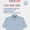 Áo sơ mi nam tay ngắn Owen AR260042NT màu xanh họa tiết dáng suông regular fit tà lượn có túi chất liệu modal polyester