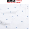 Áo Sơ Mi Nam Ngắn Tay Aristino ASS056AS3 màu trắng in họa tiết dáng sáng suông Perfect fit tà bằng