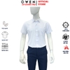 Áo sơ mi trắng nam tay ngắn Owen AB250400NT màu trắng trơn dáng suông body fit tà bằng có túi chất liệu S-Cafe