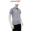 Áo sơ mi nam tay ngắn Owen AB250040NT màu xám kẻ caro dáng suông bodyfit tà bằng có túi chất liệu bamboo poly