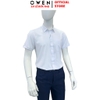 Áo sơ mi trắng nam tay ngắn Owen AB250400NT màu trắng trơn dáng suông body fit tà bằng có túi chất liệu S-Cafe