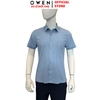 Áo sơ mi nam tay ngắn Owen AB250340NT màu xanh đậm dáng suông body fit tà bằng có túi chất liệu bamboo spandex